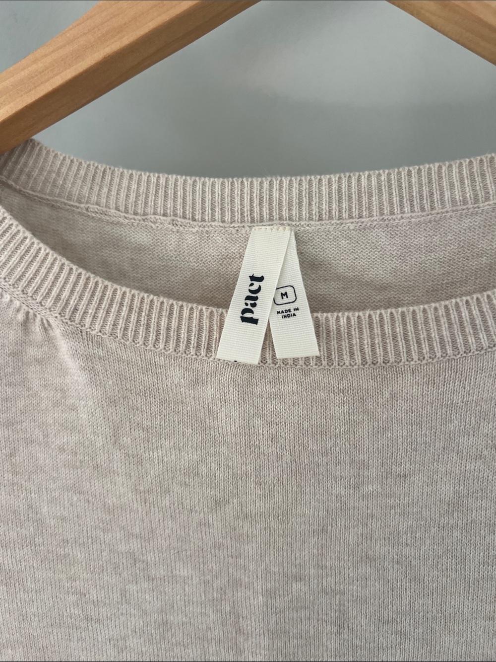 Pact organic cotton Crewneck Knit shell Top in Light Taupe medium - Picture 4 of 7